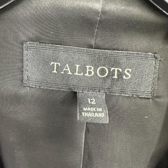 Talbots Wool Blazer Jacket 12 Velvet Collar Button Down Purple Black - Picture 3 of 7